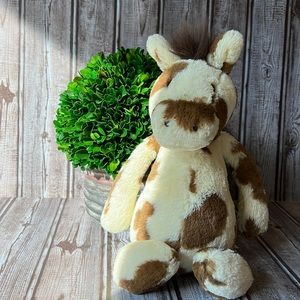 Jellycat Bashful Pinto Pony Horse Plush Brown Beige Paint Spots stuffed Toy 12”